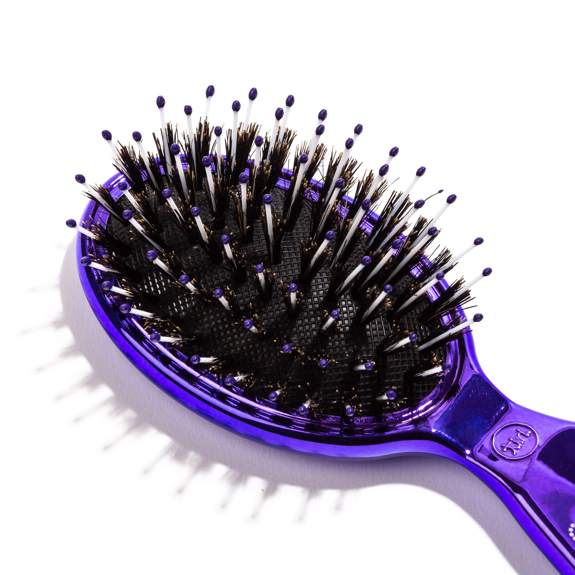Mini Boar Bristle Paddle Brush - Purple