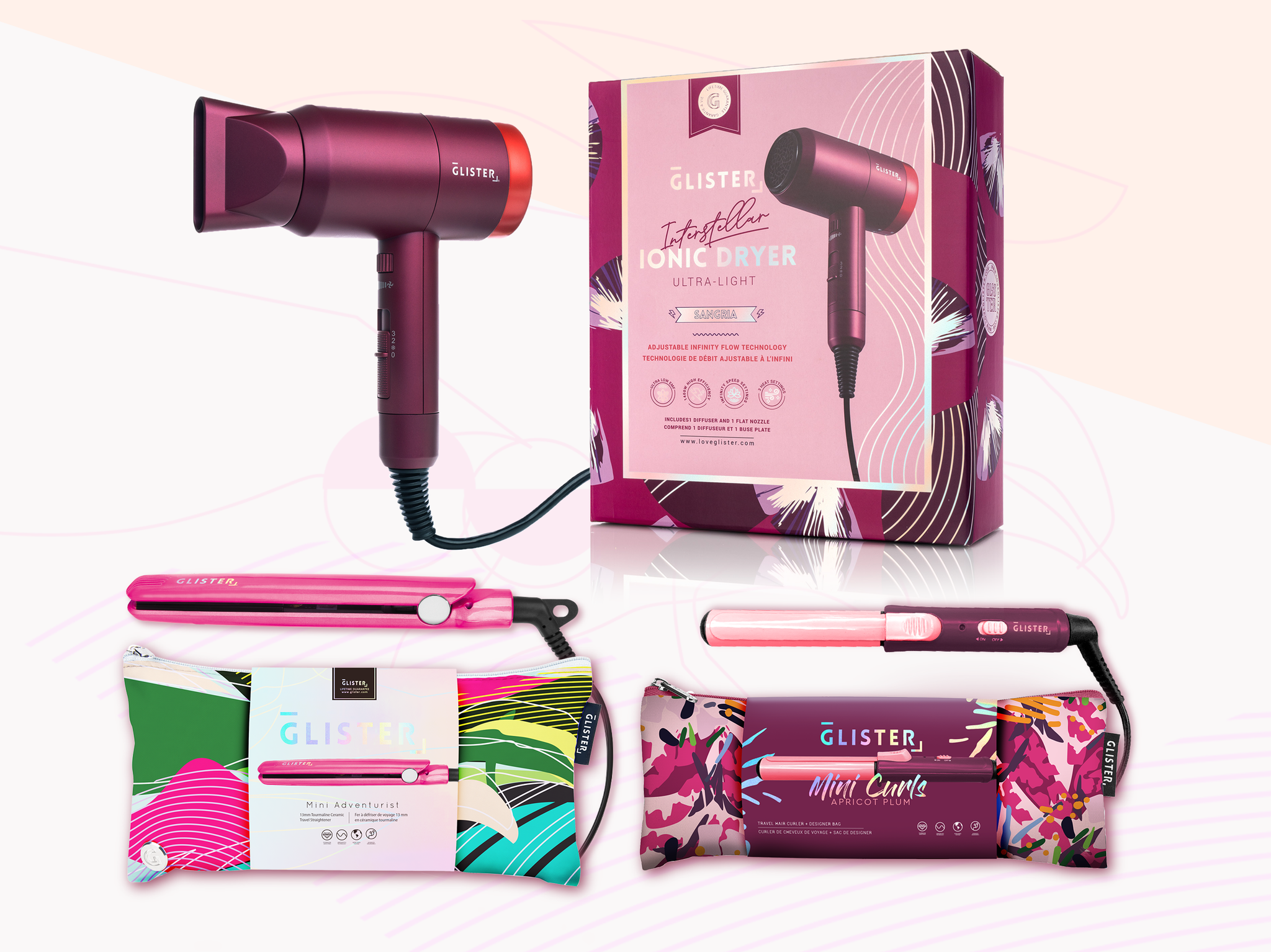 Blow Dryer, Flat Iron & Curling Iron Set of 3