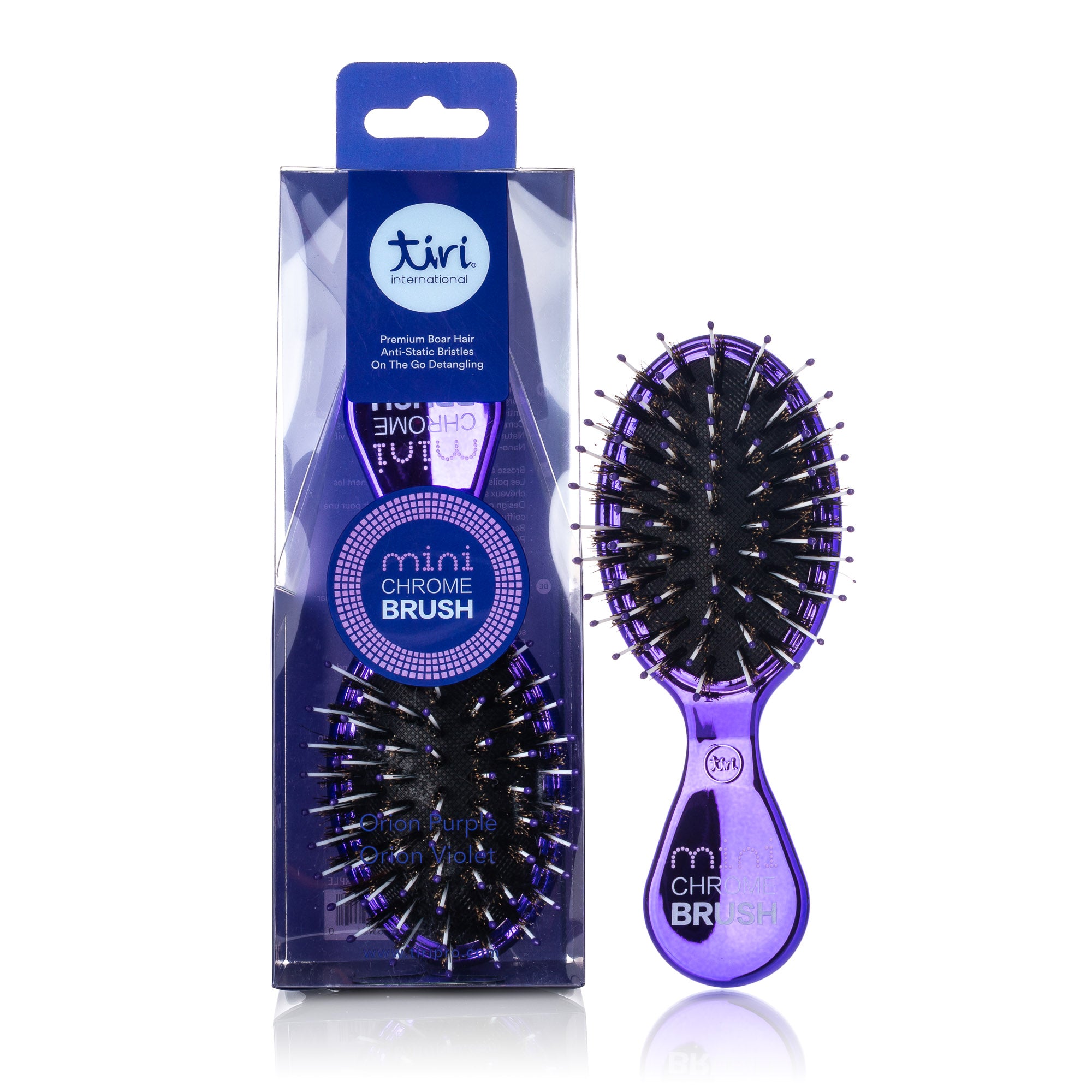 Mini Boar Bristle Paddle Brush - Purple