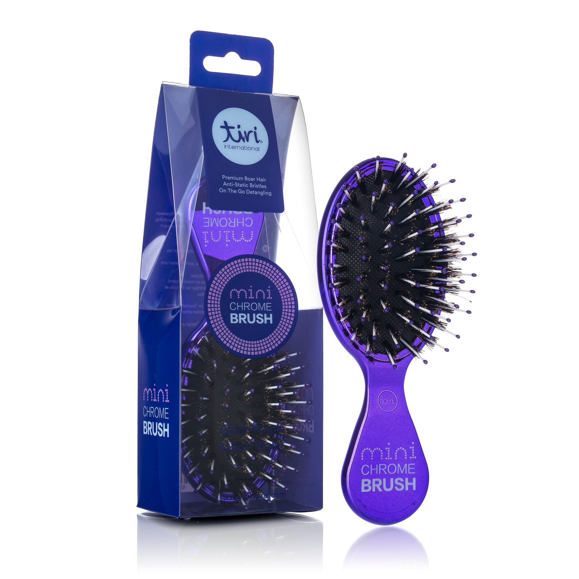 Mini Boar Bristle Paddle Brush - Purple