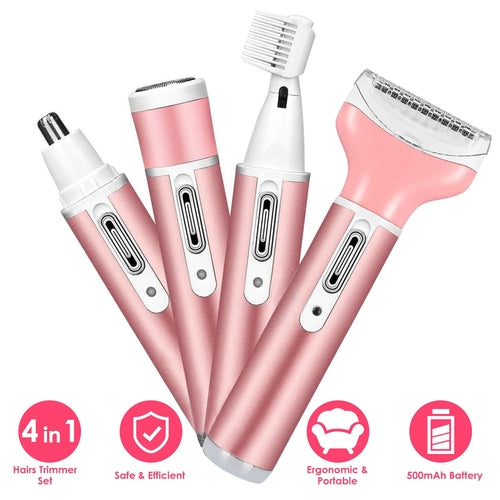4 In 1 Women Electric Shaver Painless Rechargeable Hair Remover