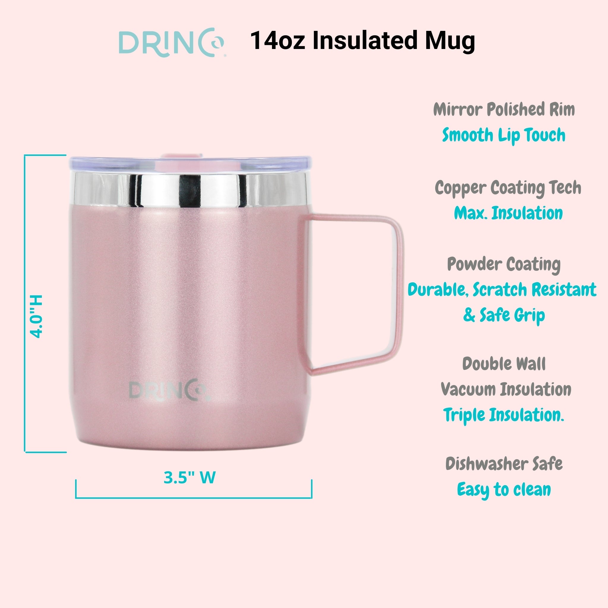 Tumbler & Mug Insulated Drinkware - 14oz - (Pink)