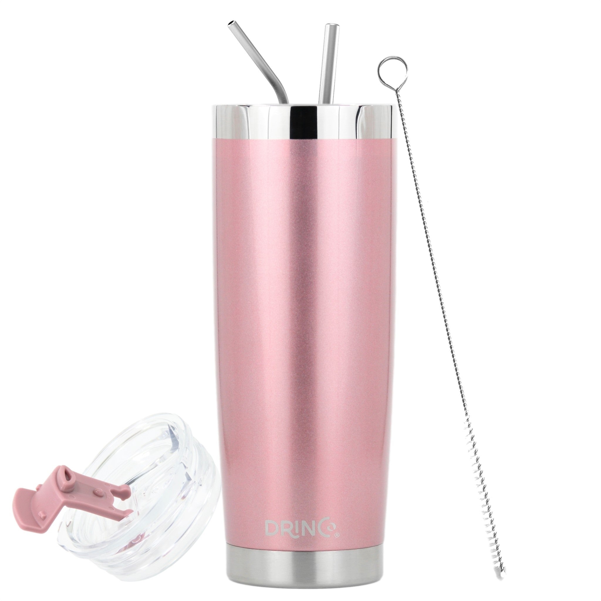 Tumbler & Mug Insulated Drinkware w/ 2 Straws - 20oz - (Rose Gold)