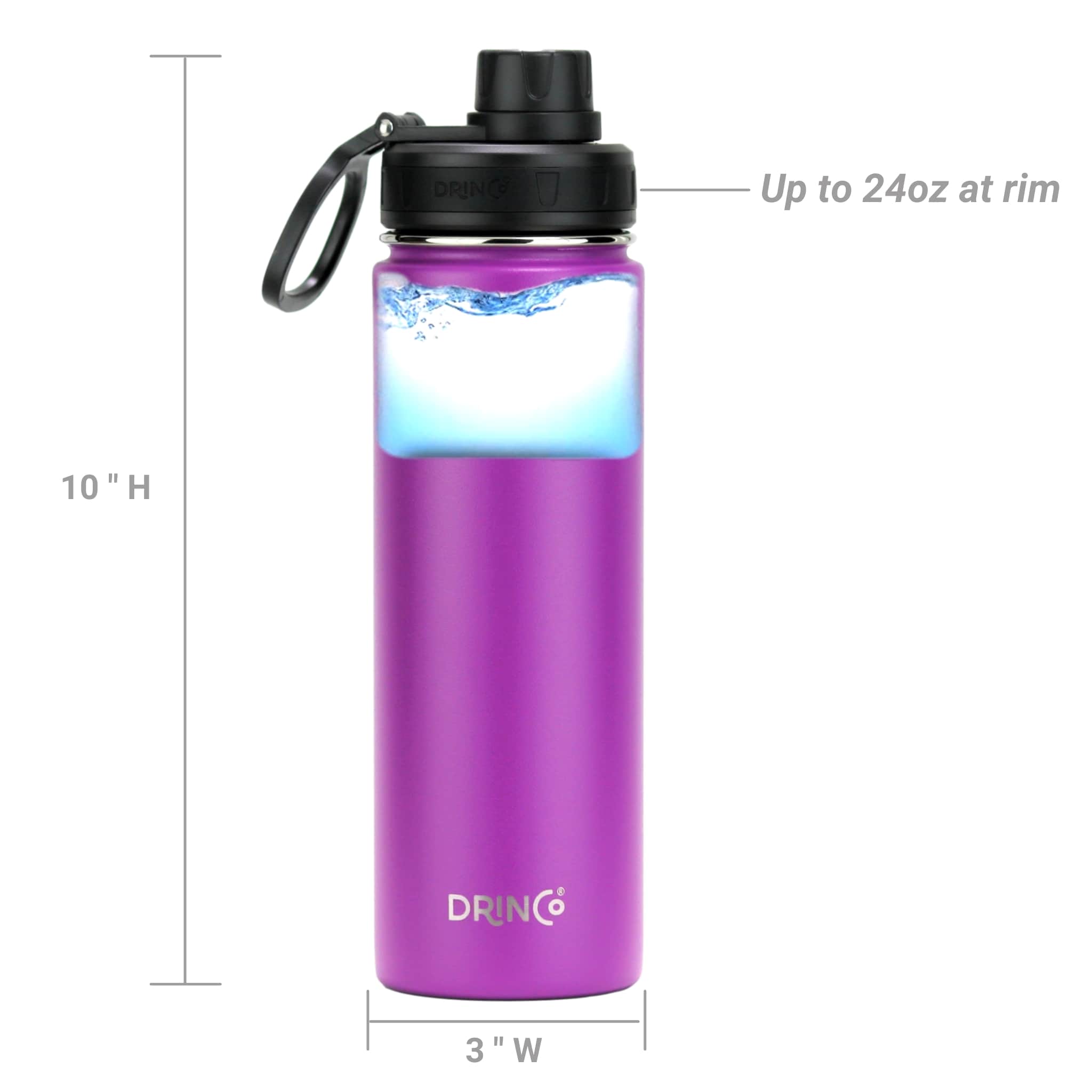 Water Bottle & Stainless Steel Insulated Drinkware-22oz (Deep Purple)