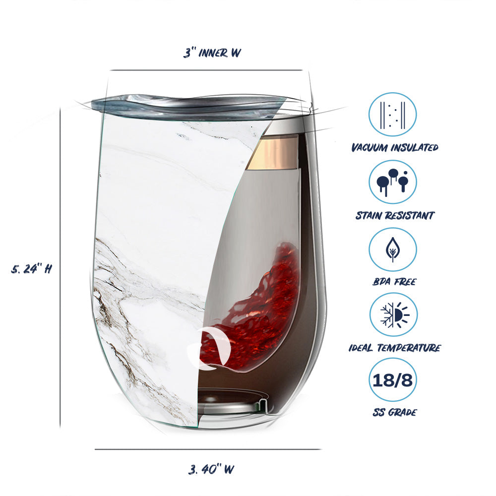Tumbler & Drinkware Insulated Wine Glass - 12oz - (Pacifica White Marble)